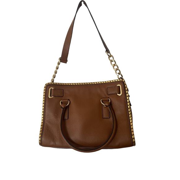 MICHAEL Michael Kors Gold Whipped Hamilton Brown Tan Leather Tote lock key - Picture 5 of 6